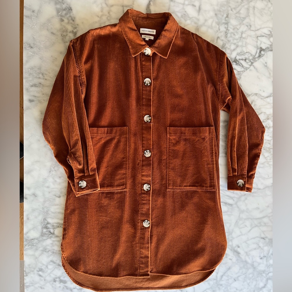 Native Youth Wide Corduroy Shirtdress